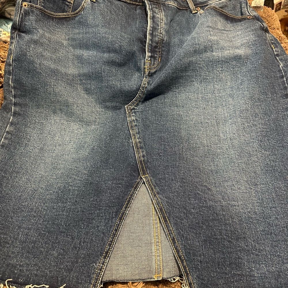 Old Navy Dark Blue Denim Midi Skirt